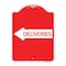 Signmission Designer Series Deliveries W/ Left Arrow, Red & White Aluminum Sign, 18" x 24", RW-1824-24363 A-DES-RW-1824-24363 - alternate 1